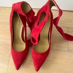 All High Heels Must Go Size Range 35-36 Elegant Red Ankle-high Heels, Classic Red Heels, Medium Width, Luxury Red Heels With 4-inch Heel, Red Suede Ankle-high Heels, Red Pointed Toe Heels With 4-inch Heel, Rossi Shoes, Red High Heels, Red High, Gianvito Rossi