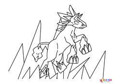 a black and white drawing of a dragon