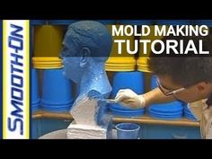 a man working on a sculpture with the words mold making in front of his face