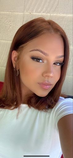 Brown Hair Colors On Light Skin, Short Cinnamon Brown Hair, Short Bob Hairstyles Ginger, Caramel Hair Color Black Women, Medium Auburn Hair Color On Black Women, Red Brown Hair On Tan Skin, Ginger Brunette Hair Short, Short Cinnamon Hair, Copper Hair With Tan Skin