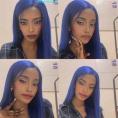 blue wig, hair inspo Dark Blue Hairstyles For Black Women, Royal Blue Wigs For Black Women, Black Women Blue Hair, Dark Blue Wigs For Black Women, Blue Hair Black Women, Blue Hair Black Women Wig, Woman With Blue Hair, Royal Blue Hair, Blue Wig