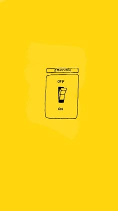 a yellow wall with a drawing of a trash can on it