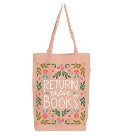 Carry your literary treasures in style with our Return These Books Tote Bag! Perfect for book lovers and library enthusiasts alike, this cotton canvas bag features a hand-illustrated floral-inspired design that reminds everyone to return their borrowed books. Whether you're heading to the library, bookstore, or simply running errands, this durable tote is spacious enough to carry all your essentials. Ideal for bookworms, avid readers or anyone who appreciates a good book, our Return These Books Books Tote Bag, Book Care, Book Tote Bag, Holiday Jewelry, Wood Earrings, The Library, Charm Gift, Hand Illustration, Leather Necklace