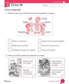 the spanish language worksheet for children with pictures and words on it's page