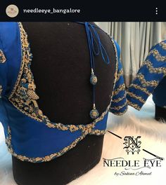 Blue Maggam Work Blouse Designs, Handwork Blouse Design, Embroidered Blouses, Blouse Designs Catalogue, Aari Blouse, Wedding Saree Blouse Designs