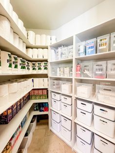 Two images of the inside of a storage closet filled with cleaning supplies. The first image shows e a very organized closet. The second image shows that same closet but messy, prior to being organized. Basement Storage Organization, Storage Closets, Closet Transformation, Storage Room Organization, Basement Storage, Laundry Room Storage, Home Offices, Room Storage