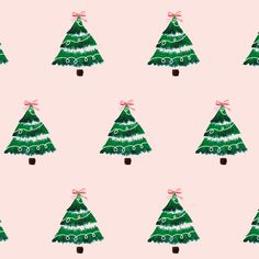 a christmas tree pattern on a pink background