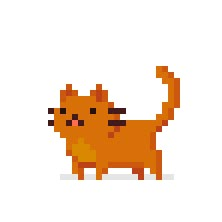 an orange cat is standing in the middle of a pixel art style pattern on a white background