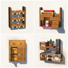 four different types of furniture made out of wood