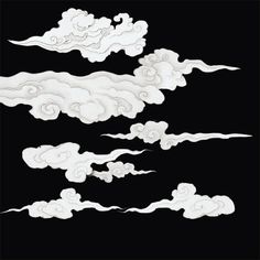 three clouds in the sky on a black background