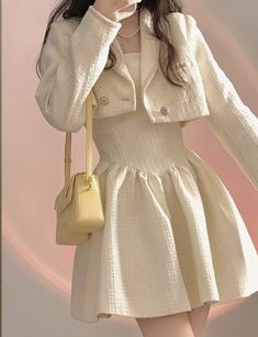 Preppy Korean Outfits, Girly Party Outfits, Korean Elegant Outfit, Off Shoulder Mini Dress, Women Blazer, Dress Suit, Dress Set, Two Piece Dress