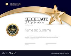 an award certificate with gold stars on it