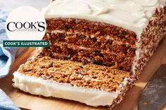 a close up of a slice of cake on a cutting board