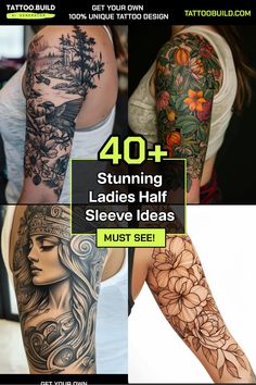 Sophisticated Womens Half Sleeve Tattoo Inspiration Tattoo Build Womens Half Sleeve Tattoo, Half Sleeve Tattoo Ideas, Half Arm Sleeve Tattoo, Sleeve Tattoo Designs, Lower Arm Tattoos, Arm Sleeve Tattoos For Women, Half Sleeve Women