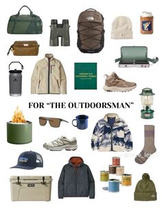 there are many items that can be found in the outdoors man's travel bag