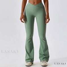 Lasaky - Cross High-Waisted Yoga Flare Pants Dance Fitness Wide Leg Pants Casual Butt-Lifting Workout Palazzo Pants Yoga Flare Pants, Lifting Workouts, Gym Workouts Women, Daily Exercise Routines, High Waist Wide Leg Pants, Comfortable Leggings, Gym Fits, Bell Bottom Pants, Fashionable Outfits