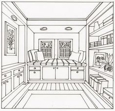 this is a drawing of a living room