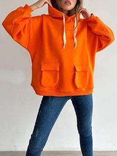 🚚FREE Shipping on orders over $100 ✨ use Code: "Mylook" for Extra Discount at checkout ﻿- 📏Sizing: run a little small 📏 When you wear the INS Solid Color Hoodie, you will feel comfortable no matter where you are! This sweatshirt is designed with medium weight polyester fabric, which has a hooded collar, long raglan cuffs and a wide cut loose bodice. This hoodie is perfect for wearing leggings and pair with casual sneakers! Gender: Women Type: Tops Feature: Loose, Casual Material: 5% Spandex, 95% Polyester Care: Hand Wash Cold. Do Not Bleach. Line Dry. Iron Low Heat Style: Casual/Fashion Color: Fluorescent_Green, Black, Orange, Khaki, Dark_Pink, Yellow Size: S, M, L Please Note: All Dimensions Are Measured Manually With A Deviation Of 1 To 3cm. Black Leggings Outfit, Cut Loose, Loose Sweater, Sleeves Pattern, Casual Wardrobe, Long Sleeve Pullover, Long Sleeve Hoodie, Casual Sneakers, Sweatshirt Fashion