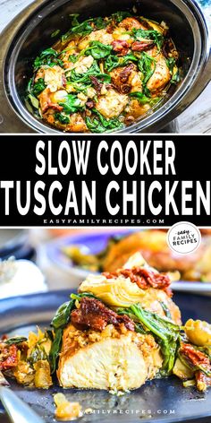 this slow cooker tuscann chicken is an easy and delicious dinner