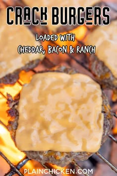 grilled burgers with heavy bacon and ranch sauce on the grill