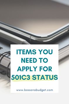 a pen and notebook with the words, items you need to apply for 50 / 3 status