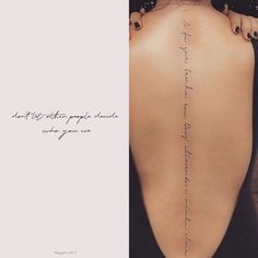 the back of a woman's neck with writing on it and an image of her lower back