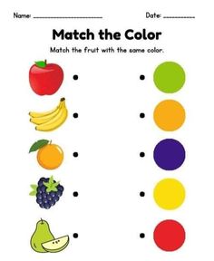 a printable worksheet with fruits and numbers to match the color