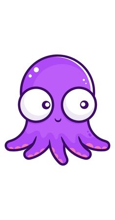 an octopus with big eyes is shown in purple