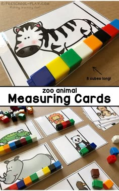 the zoo animal measuring cards are great for kids to practice their counting skills