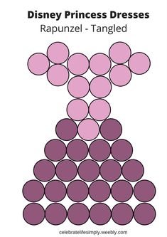 the disney princess dress pattern is shown in purple and white, with circles on it