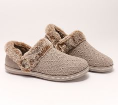 Get your marshmallows ready! These cozy-lined slippers mimic the toasty warmth of sitting 'round the campfire. From Skechers. Cozy Outdoor Winter Slippers, Comfy Winter Slippers With Textured Footbed, Winter Loungewear Slippers With Textured Footbed, Cozy Beige Winter Slippers, Winter Loungewear Slippers With Cushioned Footbed, Comfy Outdoor Winter Slippers, Cozy Campfire, Knit Slippers, Girls Night In