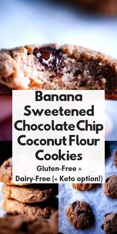 banana sweetened chocolate chip coconut flour cookies gluten - free and dairy - free