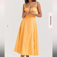 House Of Cb Carmen Tangerine Bustier Sundress Usd $225 Bustier Sundress, House Of Cb Dresses, House Of Cb, House Dress, Color Orange, Sundress, Midi Dress, Womens Dresses, Orange