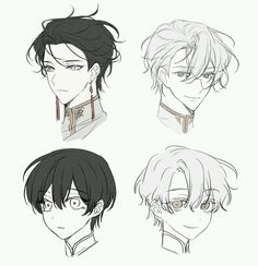 four anime characters with different hair styles