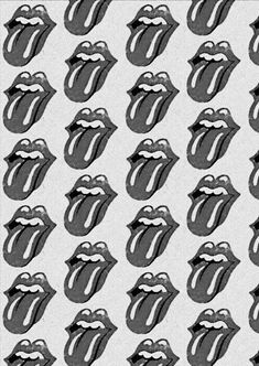 black and white photo of the rolling stones'tongues on a sheet of paper