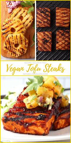 Vegan Tofu Steaks Carribean Tofu Recipes, Bbq Tofu Recipe, Grilled Vegan Recipes, Vegan Bbq Ideas, Vegetarian Bbq Recipes, Tofu Dinners, Grilled Tofu Recipes