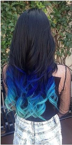 Colorfull Ombres!!! Photo gallery and Video tutorials! Hair Tips Dyed Blue, Blue And Black Hair, Rambut Brunette, Hair Dye Tips, Blue Ombre Hair, Ombre Hair Color, Dye My Hair, Hair Dye Colors, Mermaid Hair