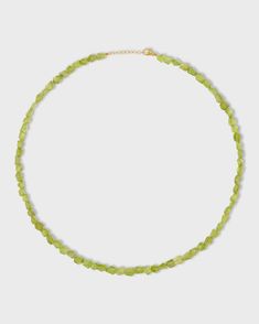 Handmade in NYC, this stunning necklace features exquisite peridot gemstones, delicately strung and set in a luxurious 14k gold setting. The vibrant green color of the peridot stones represents renewal and abundance, making this necklace not only a beautiful accessory but also a symbol of positivity and prosperity. Peridot 14 Karat Gold 18 to 19 inches Handmade in NYC Green Peridot Necklace For May Birthstone, Lime Green Peridot Necklace For May Birthstone, Green Peridot Gemstone Necklace, Lime Green Peridot Jewelry For May Birthstone, Green Peridot Gemstone Beads Jewelry, Green Peridot Jewelry With Gemstone Beads, Peridot Gemstone Beads Necklace As Gift, Peridot Gemstone Beads Necklace For Gift, Peridot Gemstone Bead Necklace For Gift