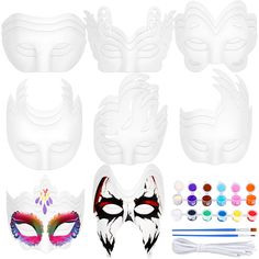 PRICES MAY VARY. Various styles: each package includes 24 pieces of half face paper masquerade masks craft in 8 different styles, and each white mask for crafts comes with tether and acrylic paint and brushes for DIY, enough quantity and rich styles can well meet your needs DIY: the half face white paper masks for crafts can be used to make crafts; with your rich imagination, you can draw your favorite patterns on the blank masks to decorate, and you can also match beautiful diamonds and feather Masquerade Masks Diy, Masks For Halloween, Diy Masquerade Mask, Painted Masks, Masquerade Mask Diy, Mardi Gras Masks, Blank Mask, Paper Masks, Masks Diy