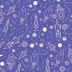 an image of space shuttles and rockets in the sky seamless pattern background illustration