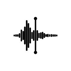 an audio wave is shown in black on a white background with the word sound written below it