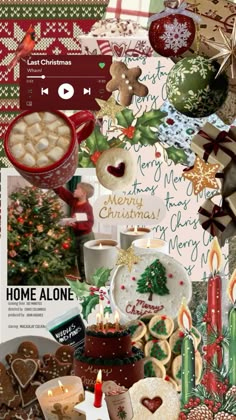 a christmas collage with cookies, hot chocolates and other holiday treats on it