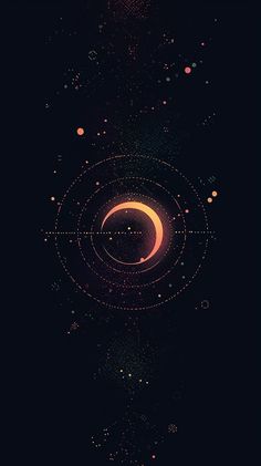 an abstract background with circles and stars in the dark night sky, which are connected to each other