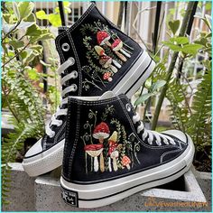 "🛫Shipping: - Processing time: 7-10 days. - Shipping time: 10-12 days depending on location. - International shipping available." Pretty Converse, Converse Shoes Price, Boty Converse, Shoe Embroidery, Chuck Taylor Shoes