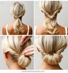 pony-chongo Easy Chignon, Updo Hairstyles Tutorials, 5 Minute Hairstyles, Up Dos For Medium Hair, Penteado Cabelo Curto, Long Hair Girl, Easy Hairstyles For Long Hair