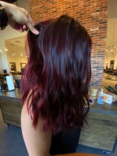 Black And Wine Hair Color, Pinot Noir Hair Color, Checkerboard Hair Color, Ultraviolet Hair Color, Burgundy Hair Hazel Eyes, Brunette With Red Lowlights, Outfits For Burgundy Hair, Magenta Brown Hair, Deep Magenta Hair