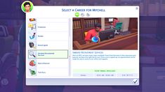 the screenshot shows an image of a man in front of a computer screen that says select a career for mitchell