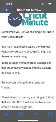 the cricut minute - screenshote app for iphone and ipad, with instructions on how to use it