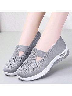 New Summer Slip-On Comfortable Casual Women's Beach Shoes, Stylish Hollow Breathable Flat Shoes With Soft Sole Grey    Fabric     Sports & Outdoor Shoes, size features are:Bust: ,Length: ,Sleeve Length: Comfortable Breathable Walking Shoes For Summer, Gray Flat Slip-ons For Summer, Breathable Summer Slip-ons With Flat Heel, Breathable Slip-ons With Flat Heel For Summer, Comfortable Summer Walking Shoes With Rubber Sole, Breathable Walking Shoes For Summer, Comfortable Summer Walking Shoes With Arch Support, Lightweight Cushioned Walking Shoes For Summer, Summer Breathable Walking Shoes With Round Toe