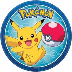 a paper plate with a pikachu character on it